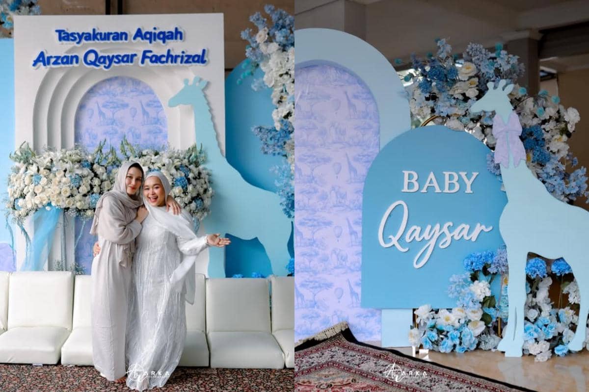 7 Dekorasi Akikah Keponakan Ketiga Ayu Ting Ting, Flora dan Fauna Biru
