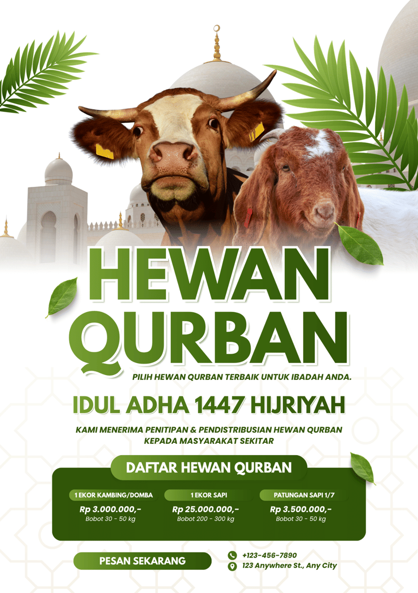 Contoh poster Qurban 2026 yang menarik 