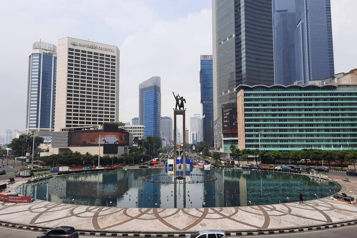 cityscape Jakarta dari Halte Bundaran HI