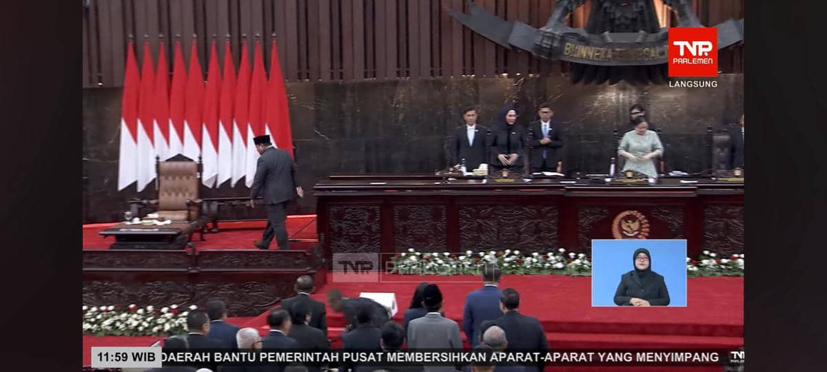 Siaran Prabowo Pidato Rapur DPR Bocor, Ada Celetukan soal Teriak Jokowi