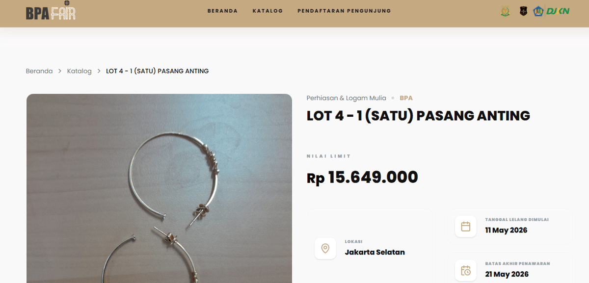 perhiasan Sandra Dewi yang dilelang di BPA Fair 2026