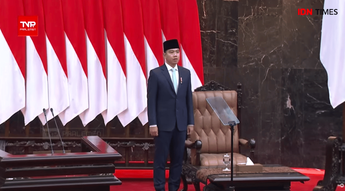 Wakil Presiden, Gibran Rakabuming Raka hadir dalam Rapat Paripurna DPR RI ke-19 di Kompleks Parlemen, Senayan Jakarta pada Rabu, (20/5). 