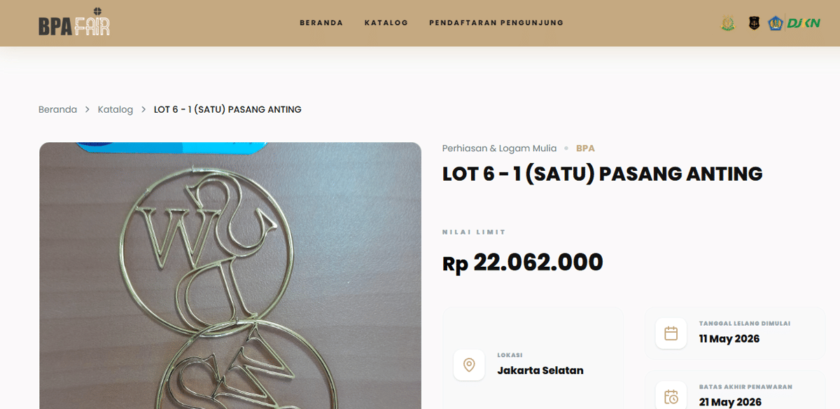 perhiasan Sandra Dewi yang dilelang di BPA Fair 2026