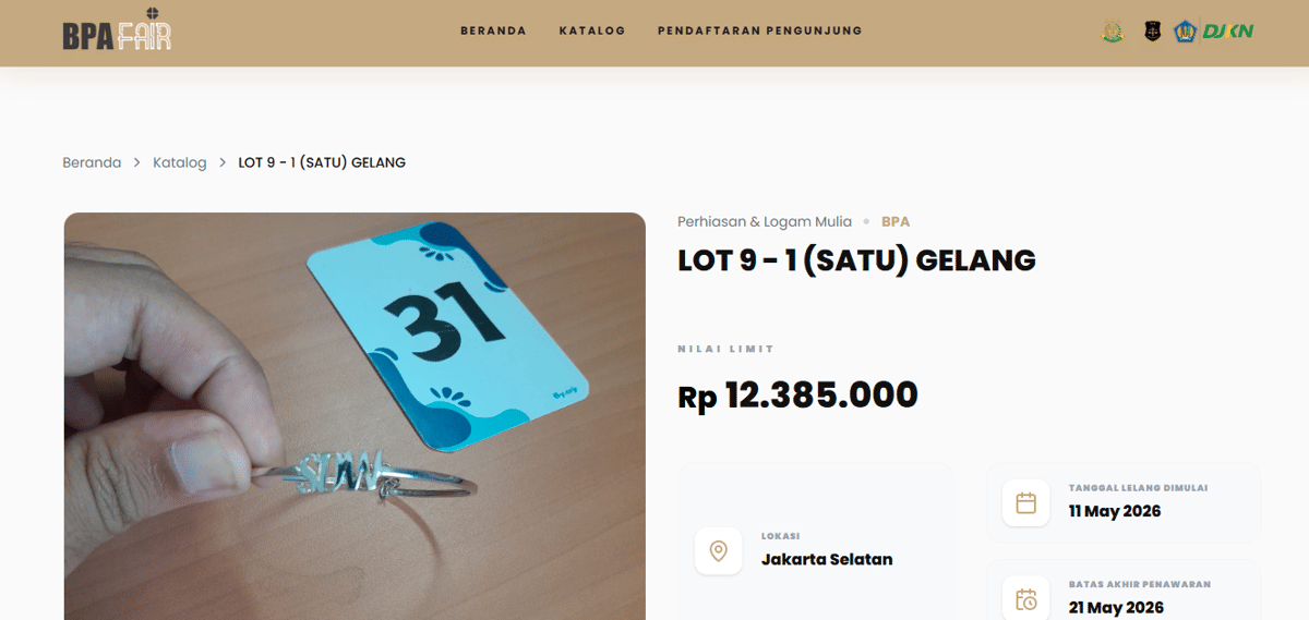 perhiasan Sandra Dewi yang dilelang di BPA Fair 2026