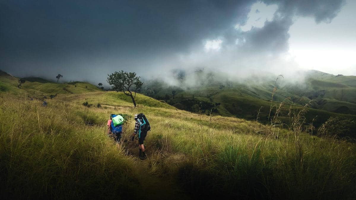 ilustrasi mendaki gunung