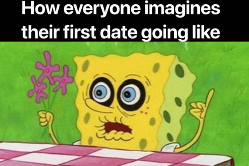 8 Meme SpongeBob tentang Kencan, Canggung pas Awal-Awal