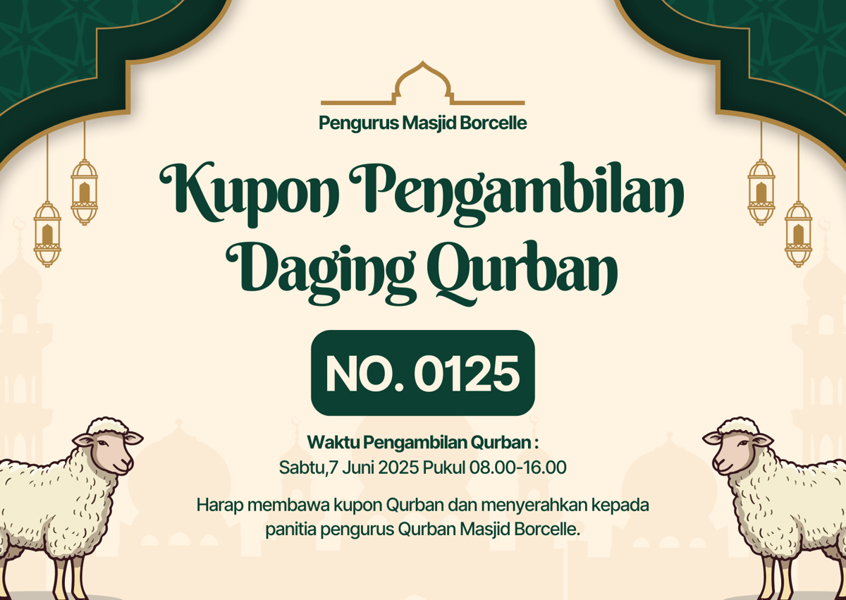 Contoh desain kupon Qurban Idul Adha yang aesthetic