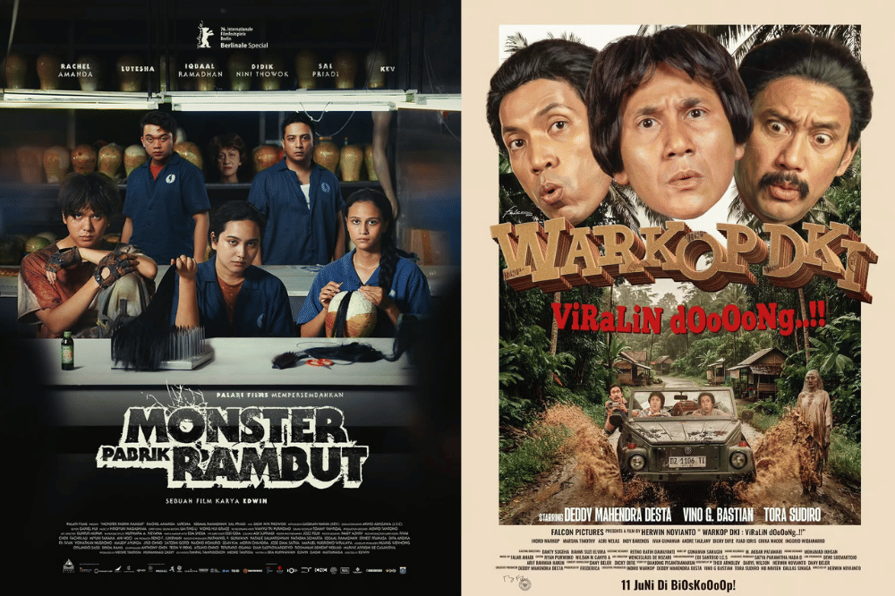 Film yang tayang di bioskop Juni 2026 (dok. Palari Films/Monster Pabrik Rambut | dok. Falcon Pictures/Warkop DKI: Viralin Doooong..!!)