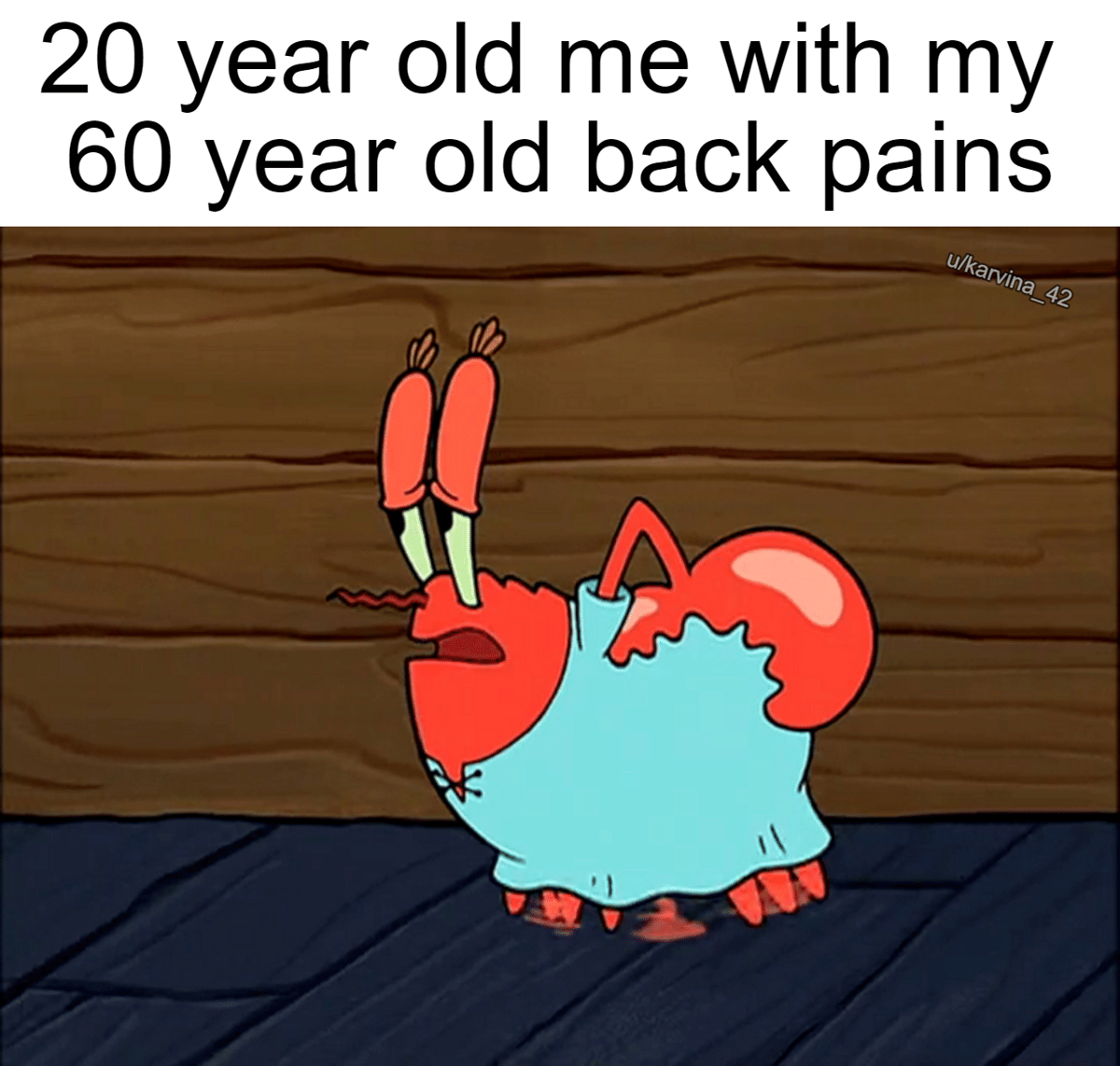 meme SpongeBob tentang sakit punggung
