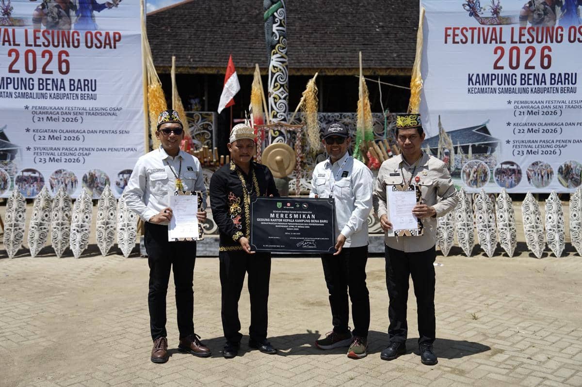 Pemerintah Kabupaten (Pemkab) Berau, Kalimantan Timur, meresmikan pemanfaatan Kantor Kepala Kampung Bena Baru, Kamis (21/5/2026).