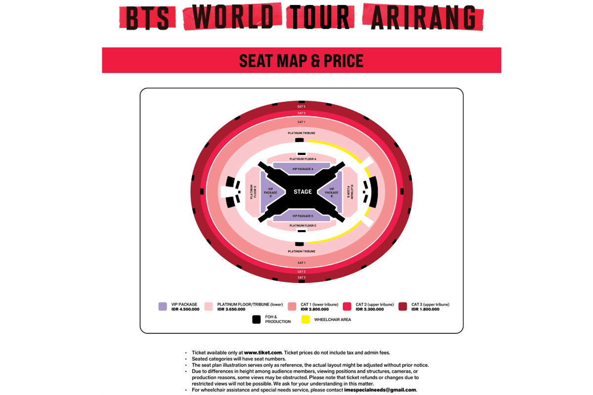 Berapa harga tiket BTS ARIRANG Jakarta 2026