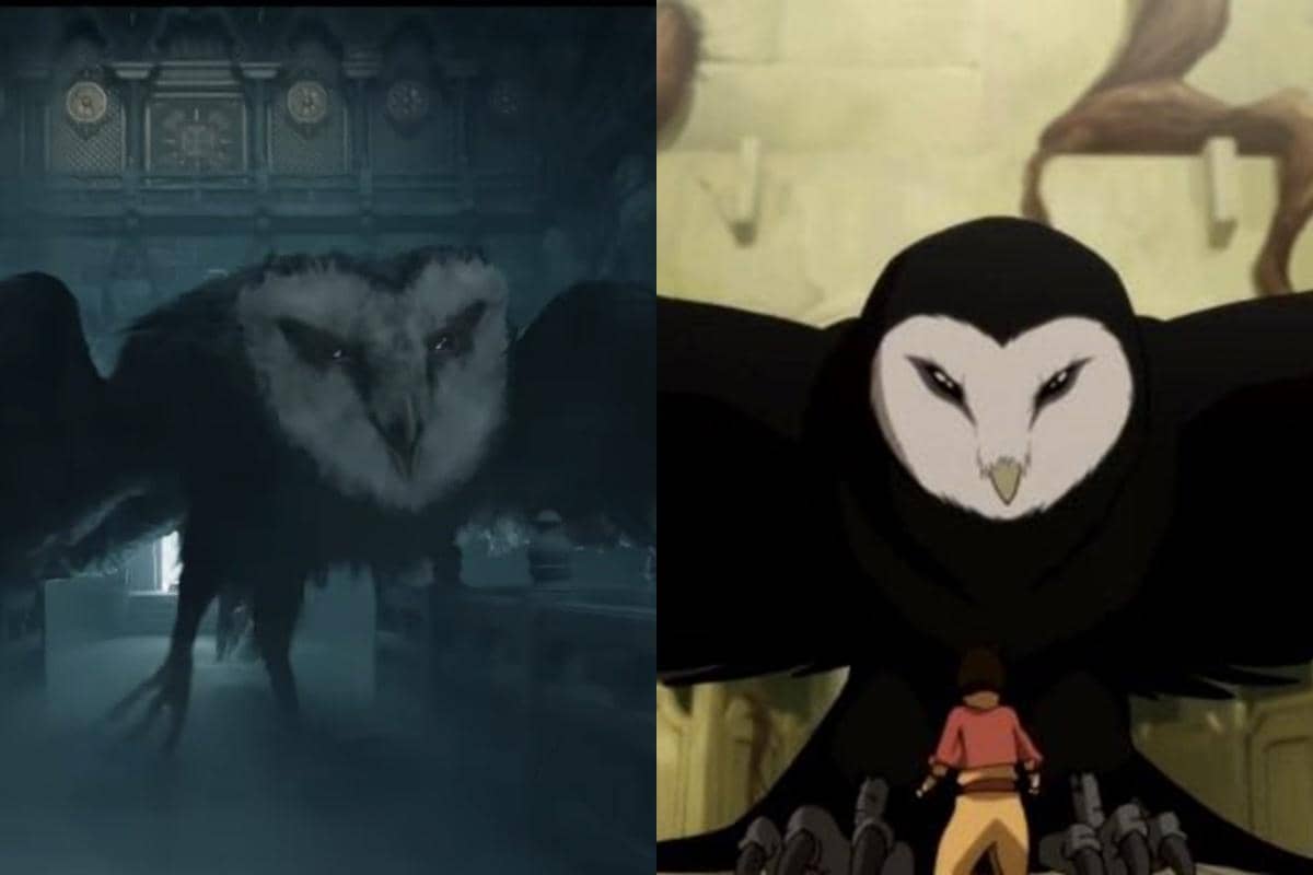 Perbandingan karakter burung hantu raksasa Wan Shi Tong versi live-action Netflix dan versi animasi Avatar: The Last Airbender.