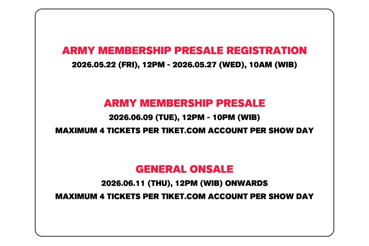 timeline war tiket konser BTS Arirang Jakarta