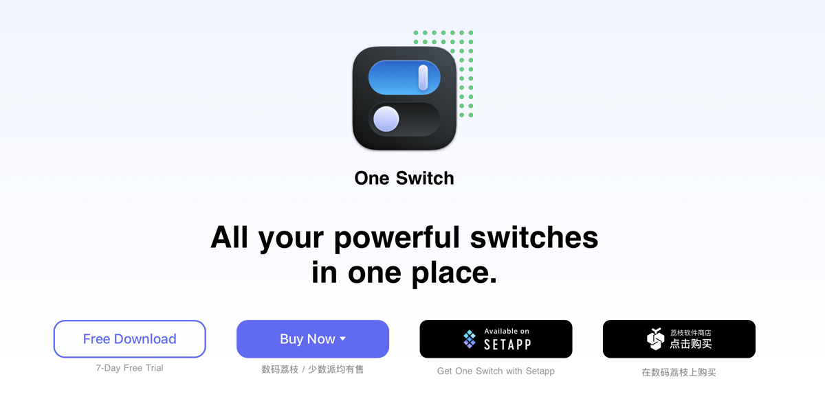 tangkapan layar situs resmi One Switch
