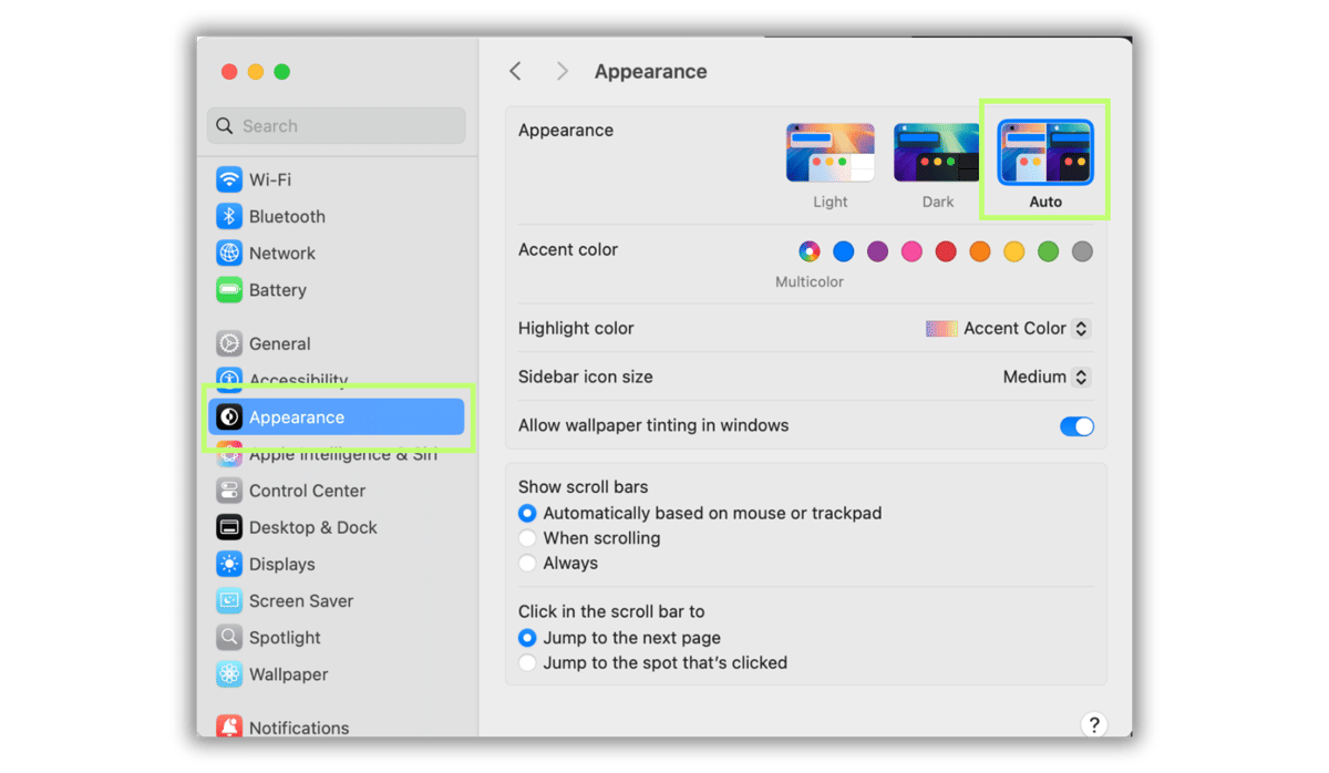 dark mode di MacBook