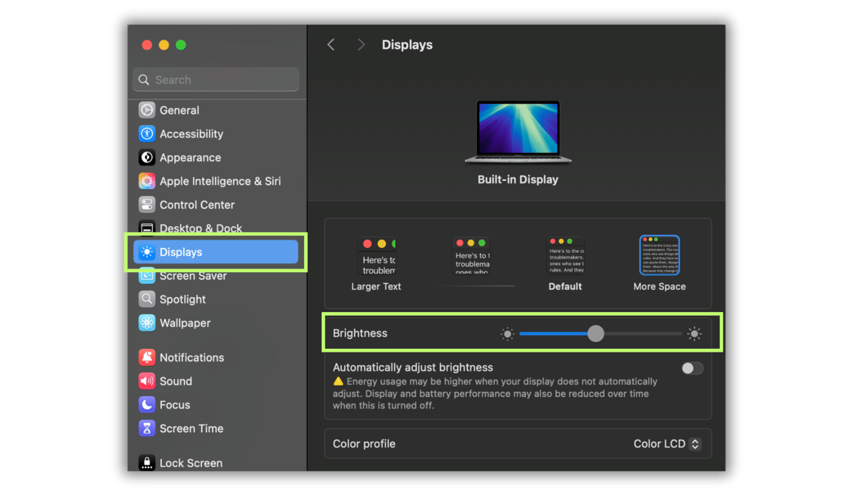 dark mode di MacBook