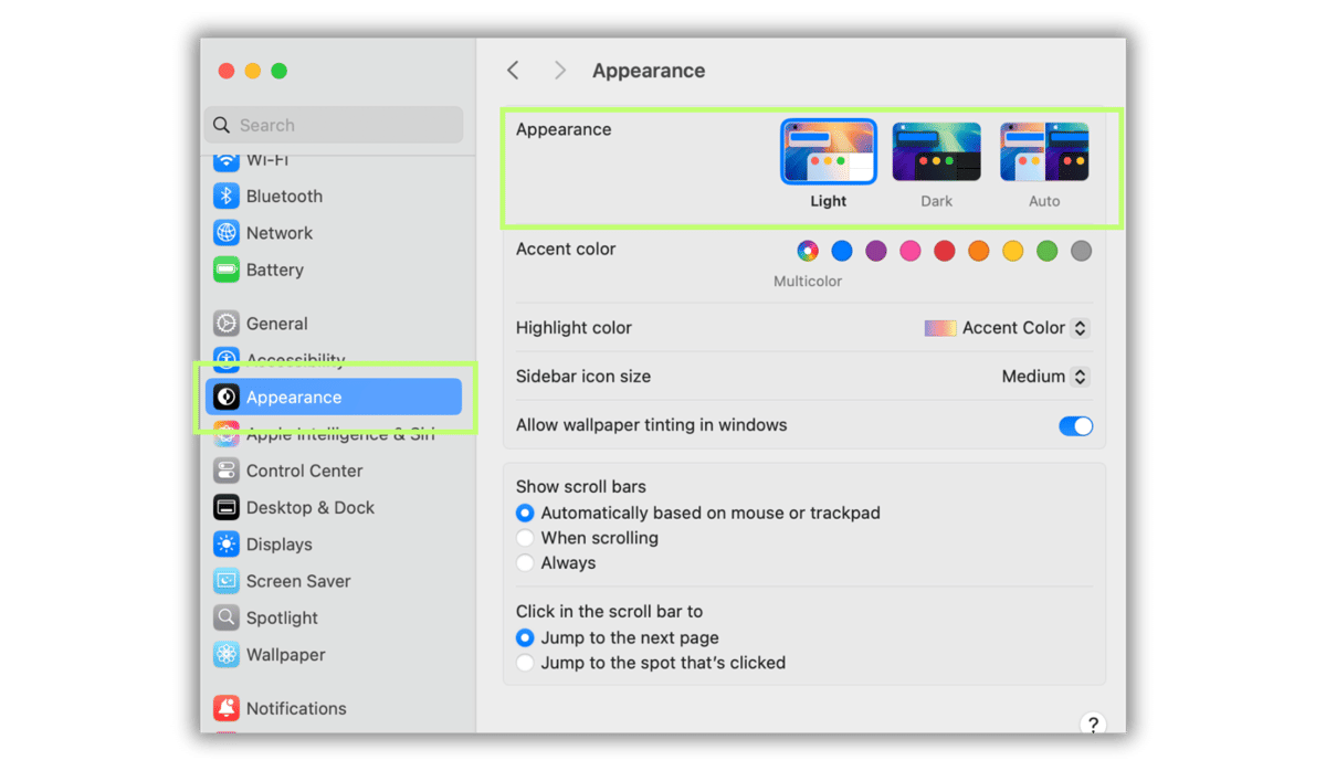 dark mode di MacBook