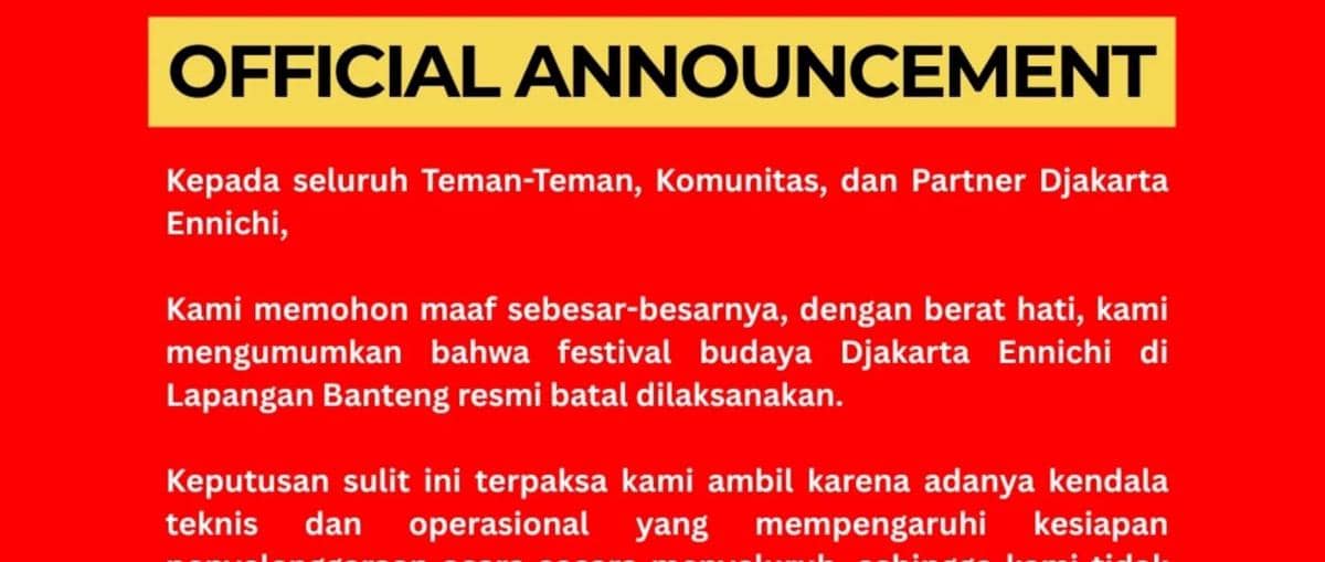 Djakarta Ennichi 2026 Secara Mengejutkan Diumumkan Batal 