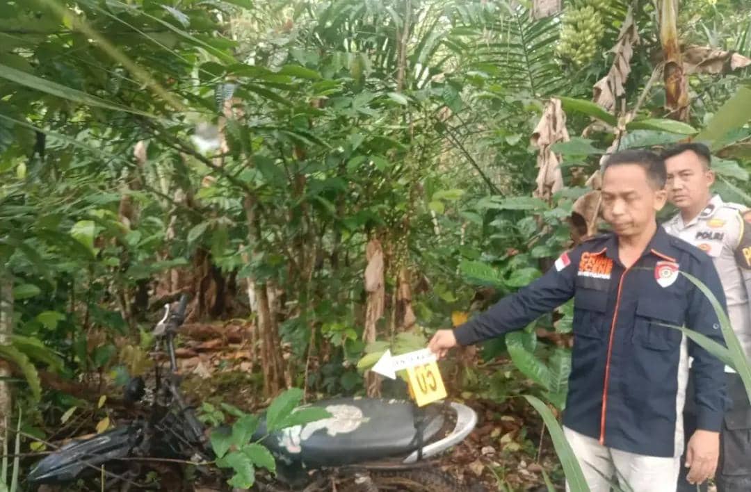 Polisi melakukan olah TKP pembunuhan di kebun kopi OKU Selatan.