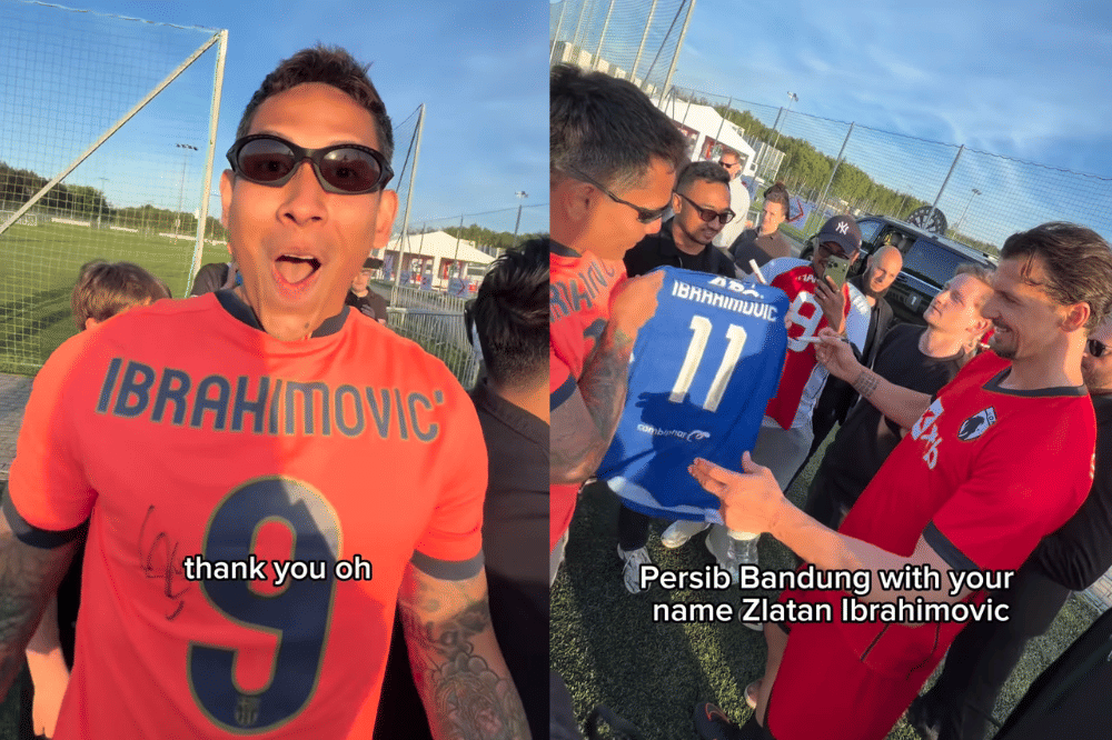 8 Potret Ganindra Bimo Kasih Jersey Persib ke Zlatan Ibrahimovic