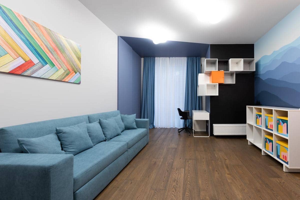 ilustrasi interior rumah colorful
