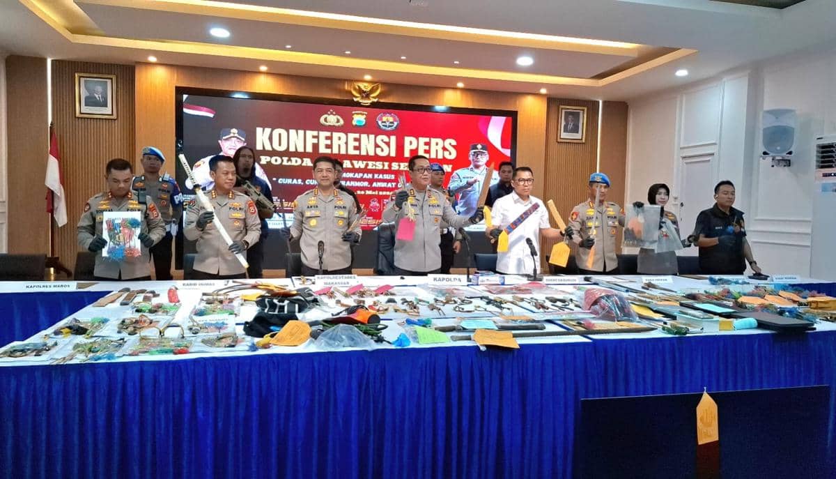 Polda Sulsel Tangkap 176 Pelaku Kriminal, Sita 2.091 Busur Panah