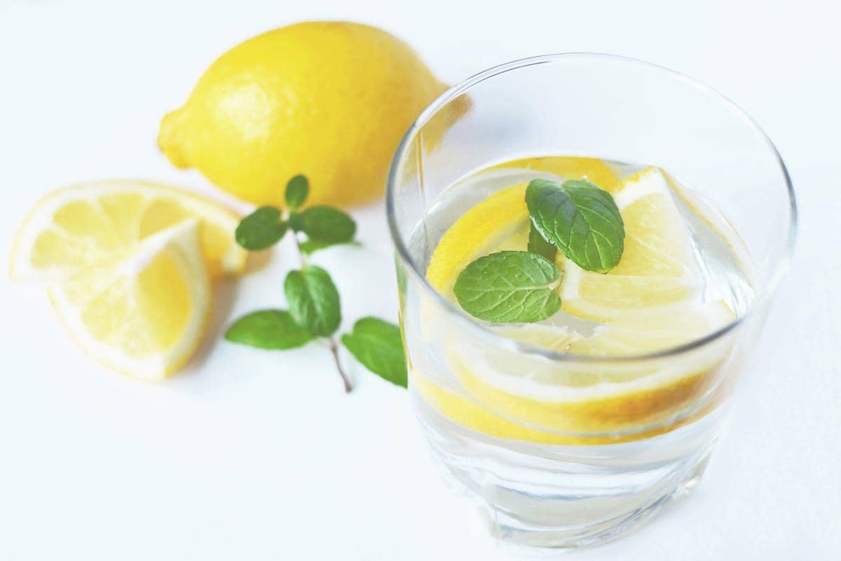 ilustrasi infused water lemon biji selasih
