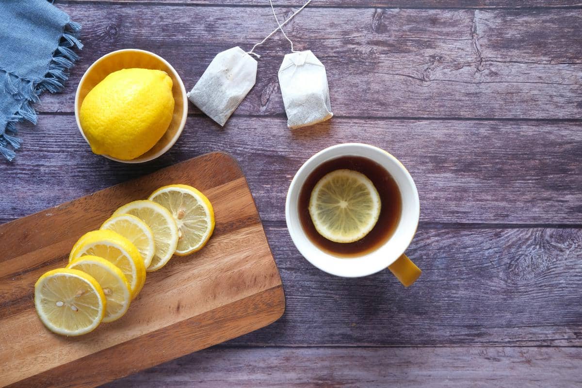 ilustrasi bahan es teh melati lemon segar