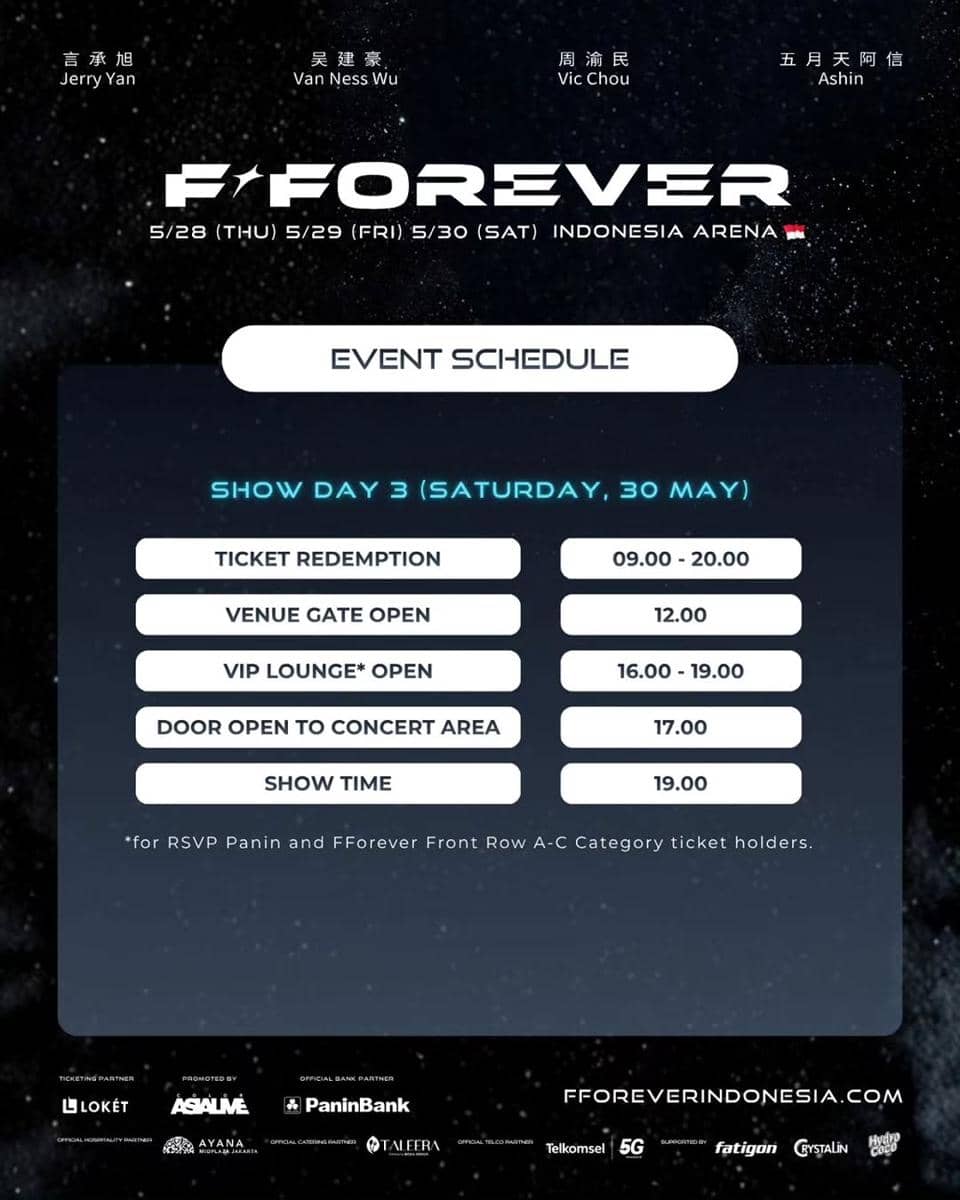 rundown konser F4 di Jakarta day 3 ada perubahan dibandingkan hari pertama dan kedua (instagram.com/colorasialive)