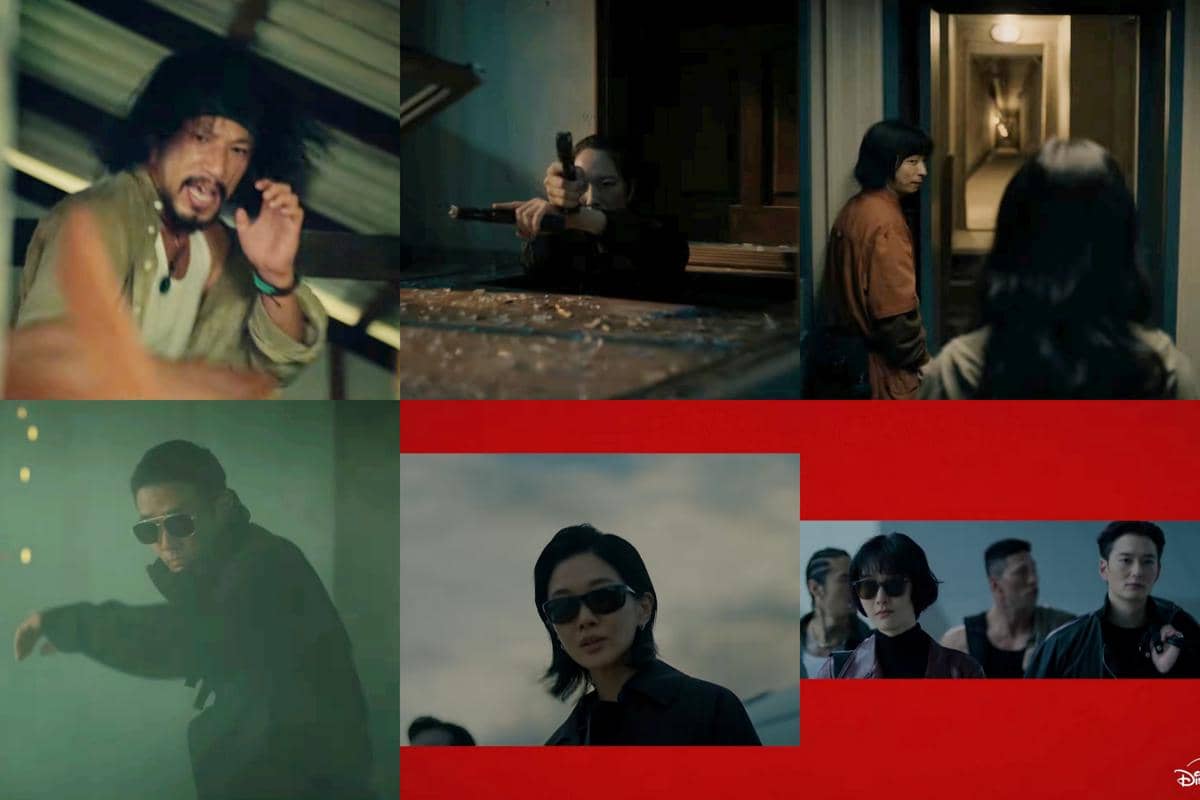 Kumpulan adegan dari pre-teaser trailer drama Korea A Shop for Killers season 2 menampilkan karakter bersenjata dan suasana tegang.