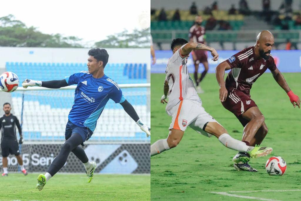 Aksi pemain PSM Makassar di musim 2025/2026, Hilman Syah dan Alex Tanque.