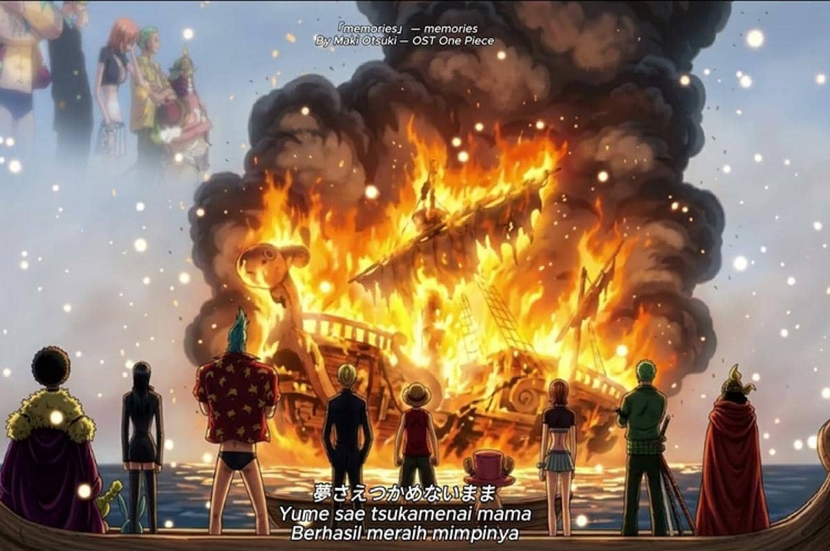 Lagu "Memories" diputar saat pemakaman Going Merry versi episode spesial.