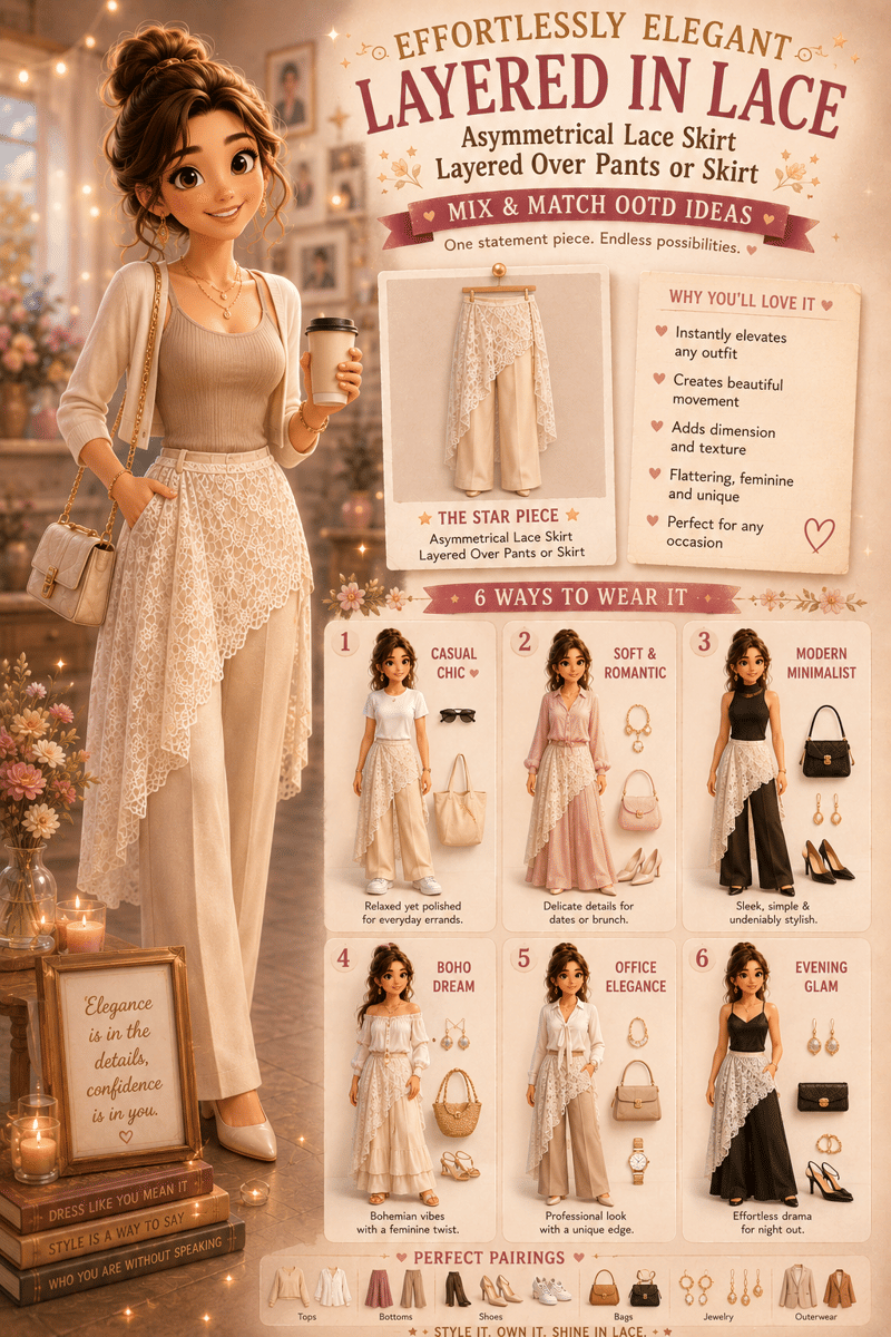 ide mix and match OOTD dengan lace