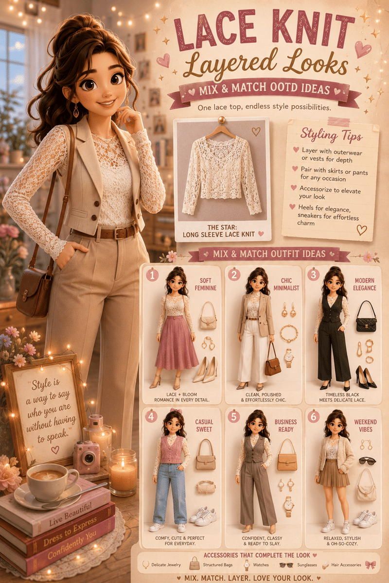 ide mix and match OOTD dengan lace