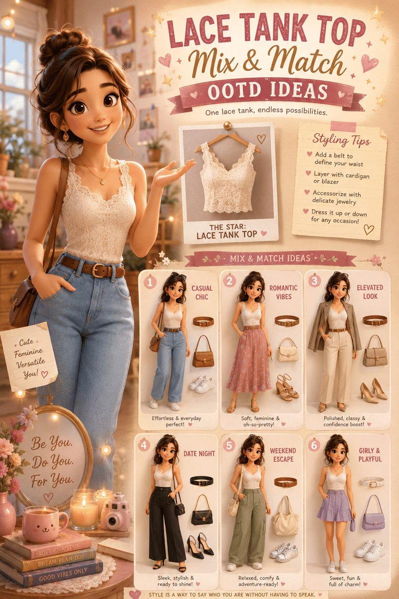 ide mix and match OOTD dengan lace