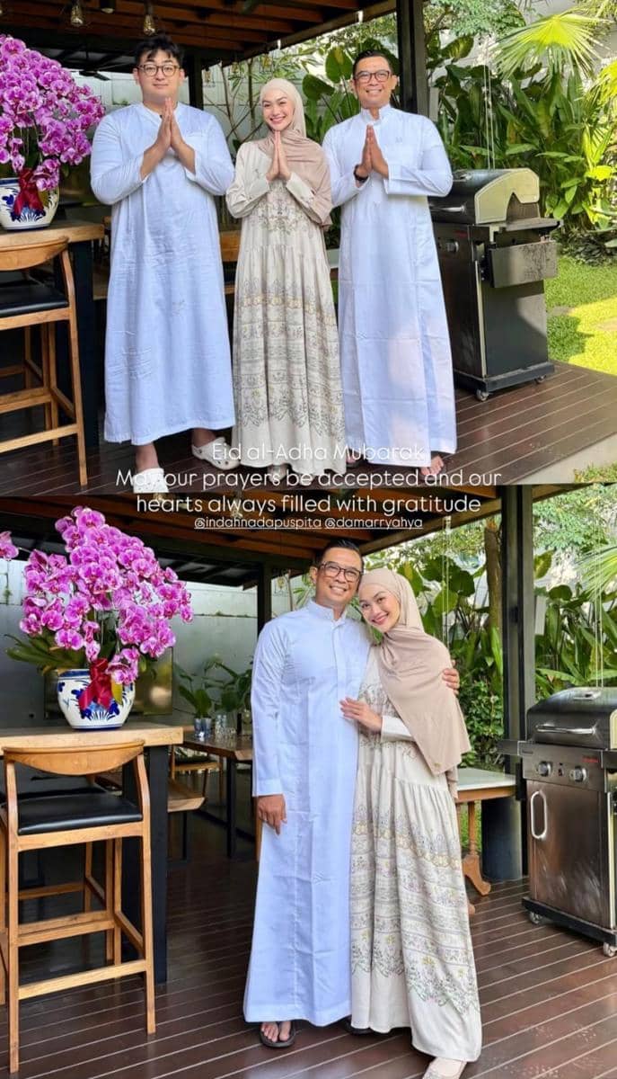 gaya keluarga seleb saat Idul Adha