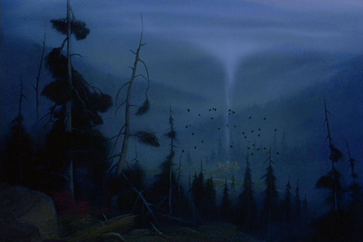 cuplikan perkemahan para pemburu dalam film Bambi