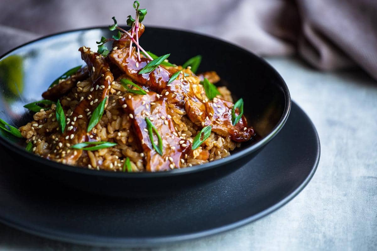 ilustrasi nasi goreng chicken teriyaki