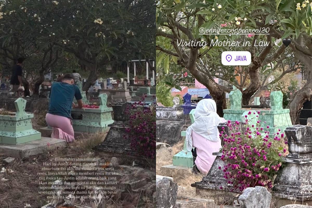 7 Momen Justin Hubner Ziarah ke Makam Ibunda Jennifer Coppen, Sesenggukan