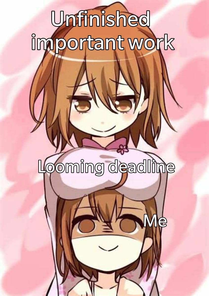 meme anime tentang hal yang belum selesai