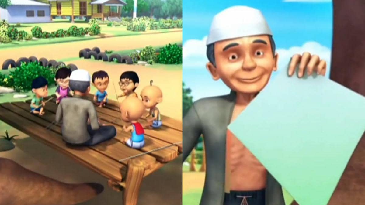 Tok Dalang mengajari anak-anak cara membuat layang-layang