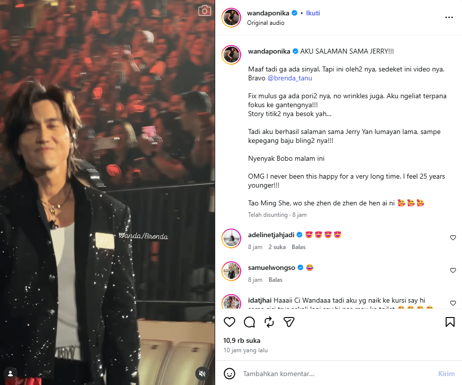Wanda Ponika nonton konser F4 (instagram.com/wandaponika)