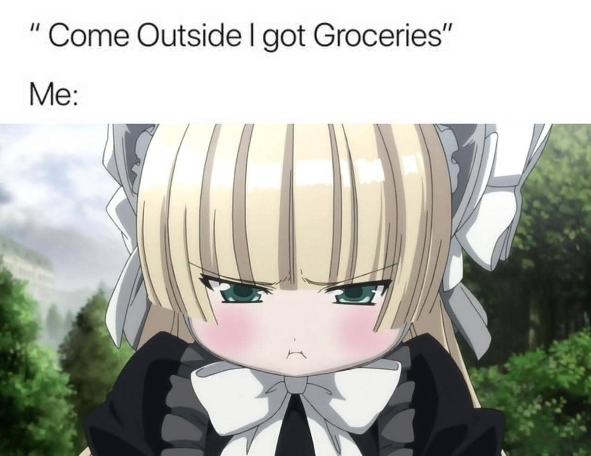meme anime tentang belanja bulanan