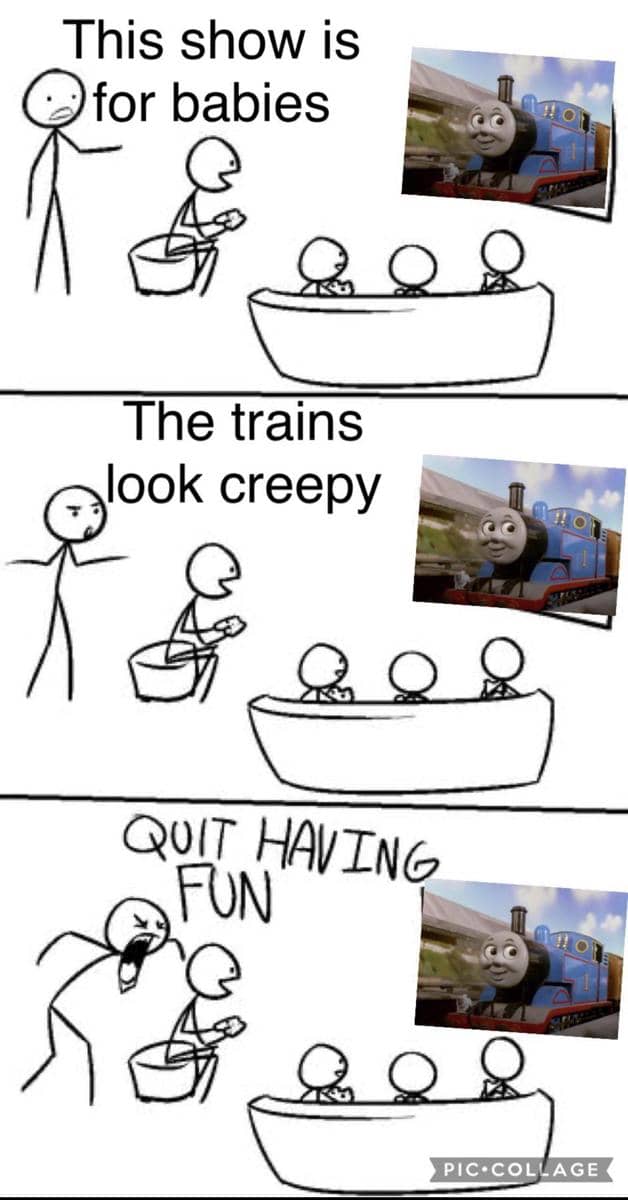 meme Thomas kereta biru