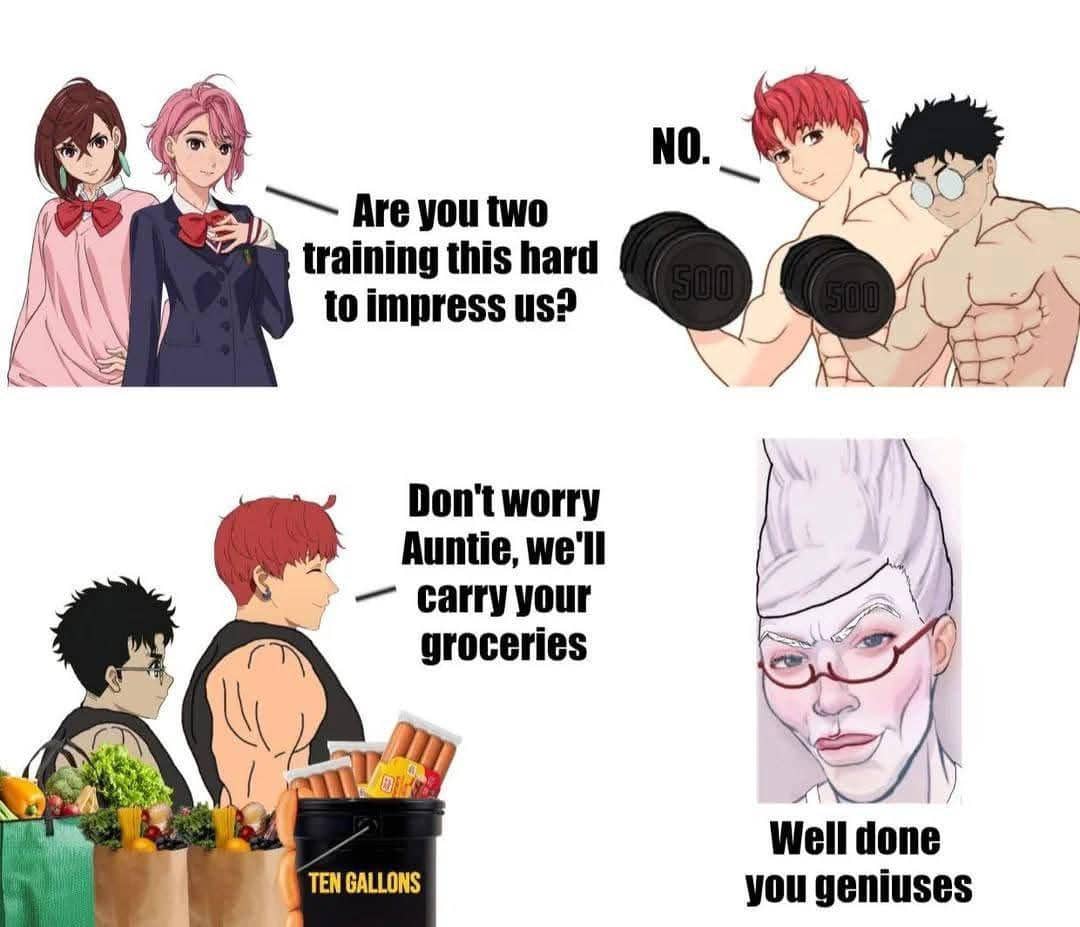meme anime tentang belanja bulanan