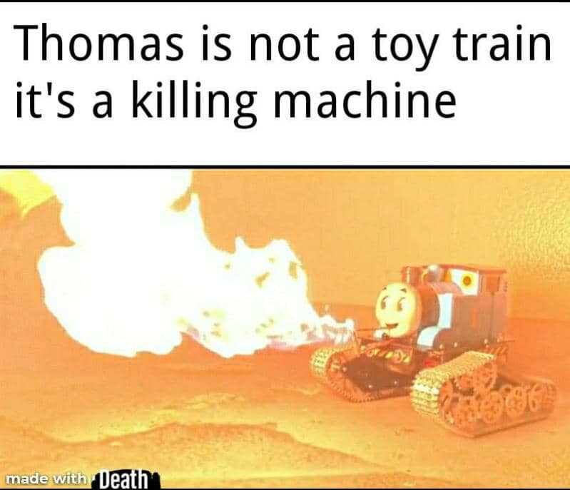 meme Thomas kereta biru