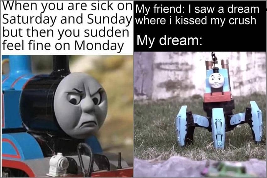 8 Meme Thomas Kereta Biru, Jadi Tank dan Laba-laba?