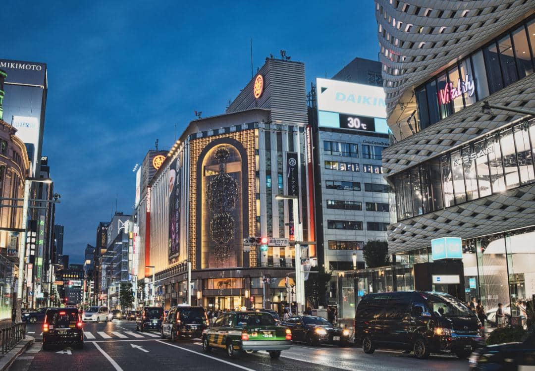 ilustrasi distrik Ginza di Tokyo