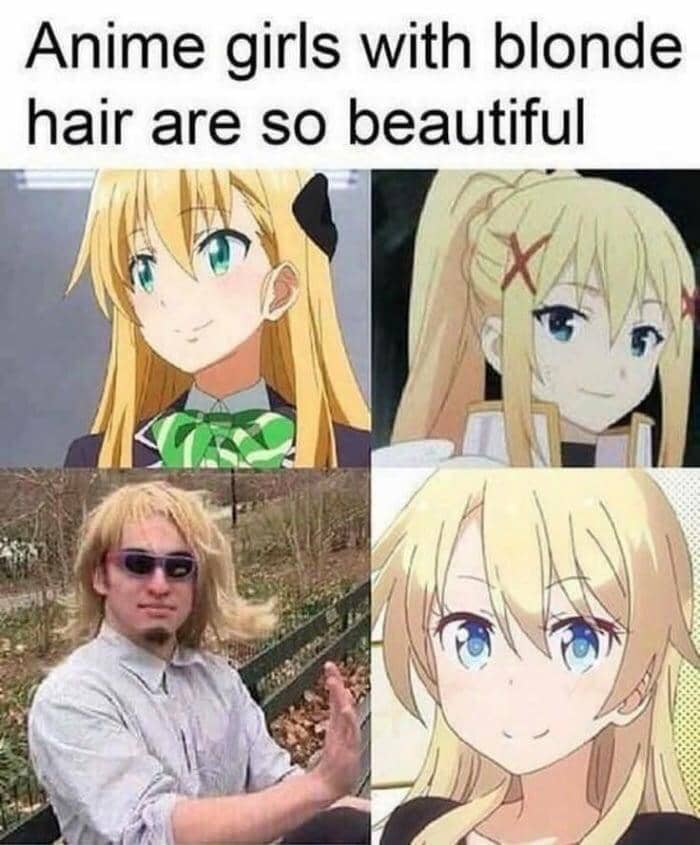 meme cewek anime rambut pirang