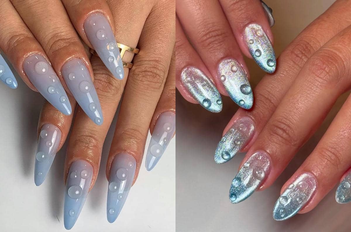 10 Inspirasi Nail Art Wet Nail Pakai Aksen Water Drop 3D